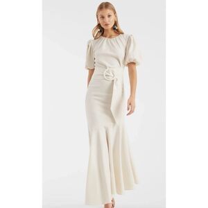 Sachini & Babi Camila Women's Ivory Belted Midi Dress Sz 18w $650 New! Wedding